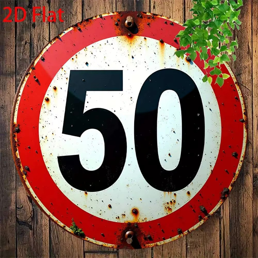 CIFBUY Vintage Metallschild zum 50. Geburtstag, runde Wandkunst aus Aluminium in Multicolour, Durchmesser: 20,3 cm - Bild 3