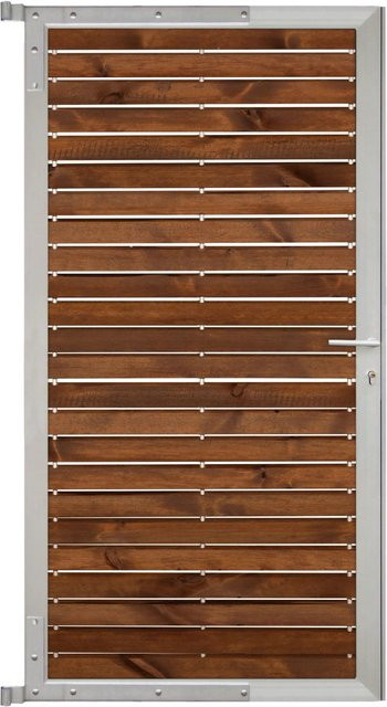 GartenLand Steckzauntor Craftwood aus Kiefer und Aluminium in Braun und Silber, B: 90 cm, H: 175 cm - Bild 1