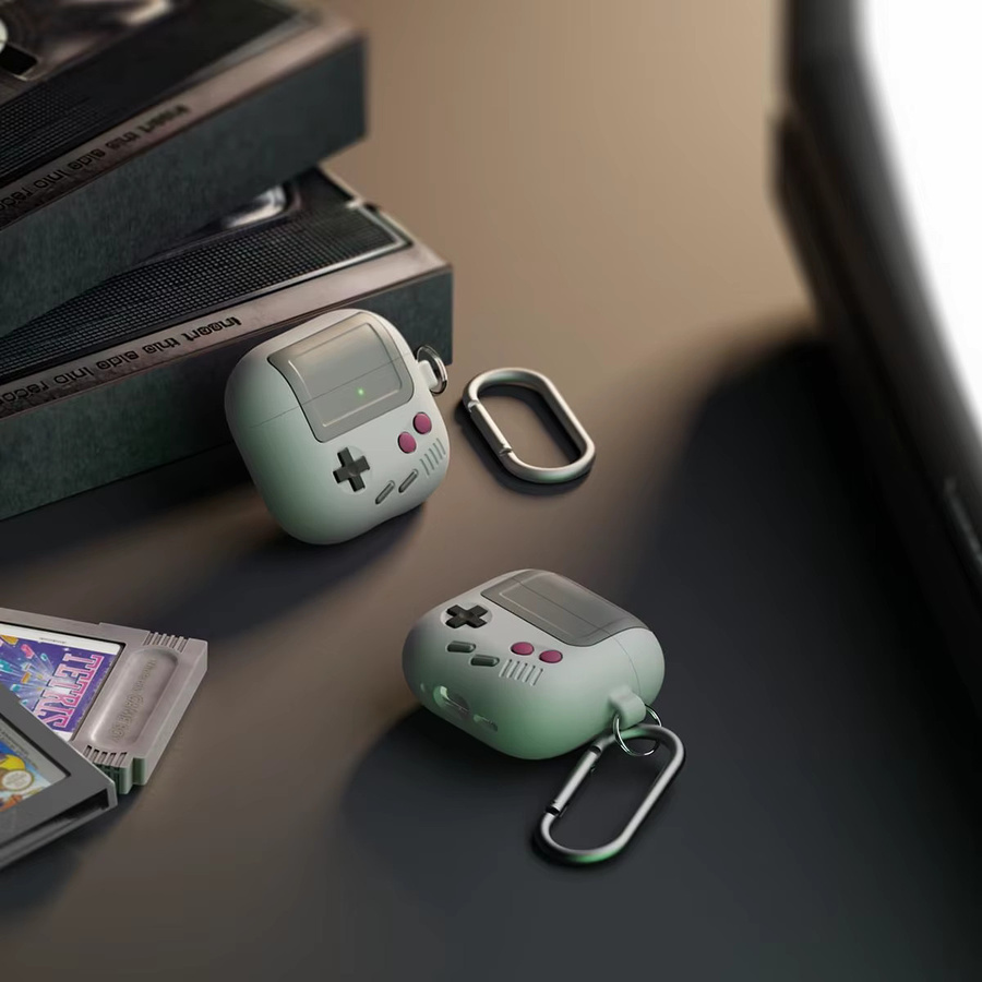 Stoßfeste Schutzhülle im Spielkonsolen-Design für Apple AirPods 4 und AirPods Pro 2 inklusive Reinigungsset in Grau oder Weiß - Bild 2
