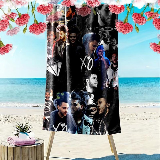 The Weeknd Print Strandtuch, weiches und schnelltrocknendes Handtuch in Schwarz, B/B: 70 x 140 cm - Bild 1