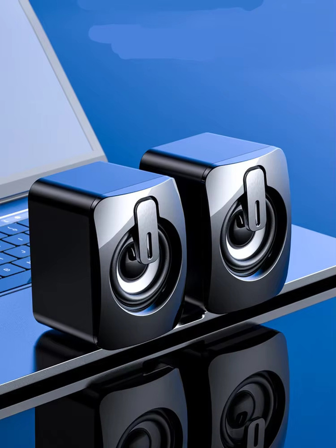 AyeBeau Stereo Mini Lautsprecher für Desktop-Computer und Laptop, Schwarz, Kabelgebunden - Bild 4