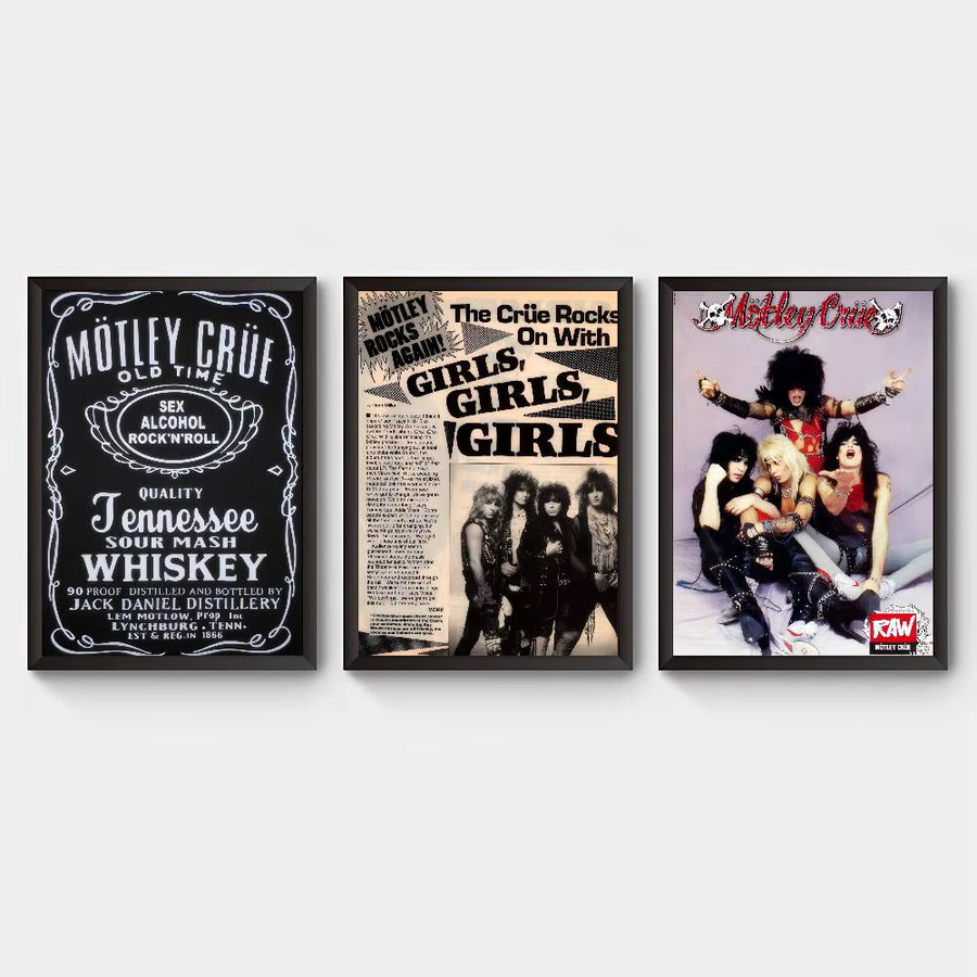 Motley Crue Retro DIY-Klebeposter in Weiß mit nordischem Grafikdesign und Typografie als Wandkunst aus Papier - Bild 3