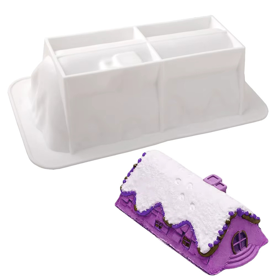 Meibum Silikon Backform Weihnachten Schnee Haus für Mousse und Dessert - Bild 3