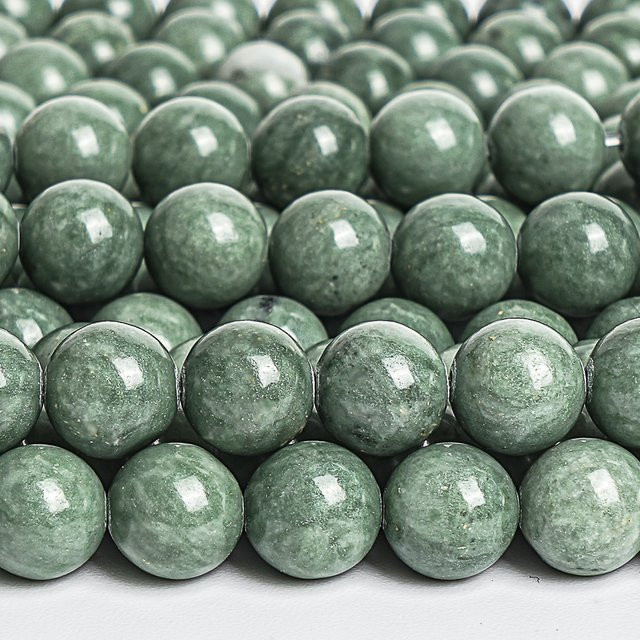 Perlen Naturstein Jade, grün, rund, 8 mm - Bild 1