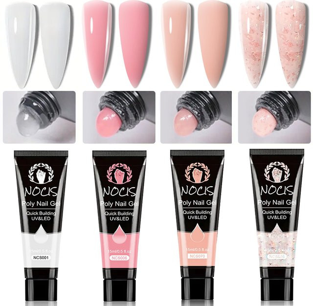 NOCIS Gel-Nagelverlängerungsgel, 4-teiliges Set, glänzend - Bild 1