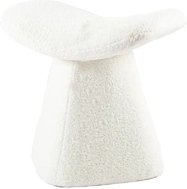 360Home Hocker Weiß Bouclé Modern für Wohnzimmer Flur und Schminktisch B/T/H: 40,5 x 40,5 x 50 cm - Bild 1