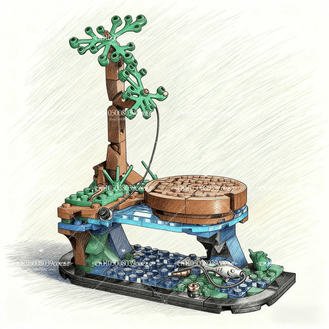 CZSAE MOC Angeln Tisch Modell Bausteine Ornament mit 181 Teilen in Tiefer Saphir und Multicolor für Kinder - Bild 1