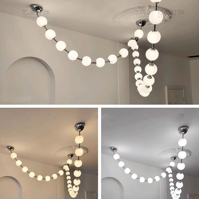 Gbbmade Moderne LED-Pendelleuchte aus Glas in Gold/Messing und Weiß für Treppen, Wohnzimmer und Esszimmer - Bild 1