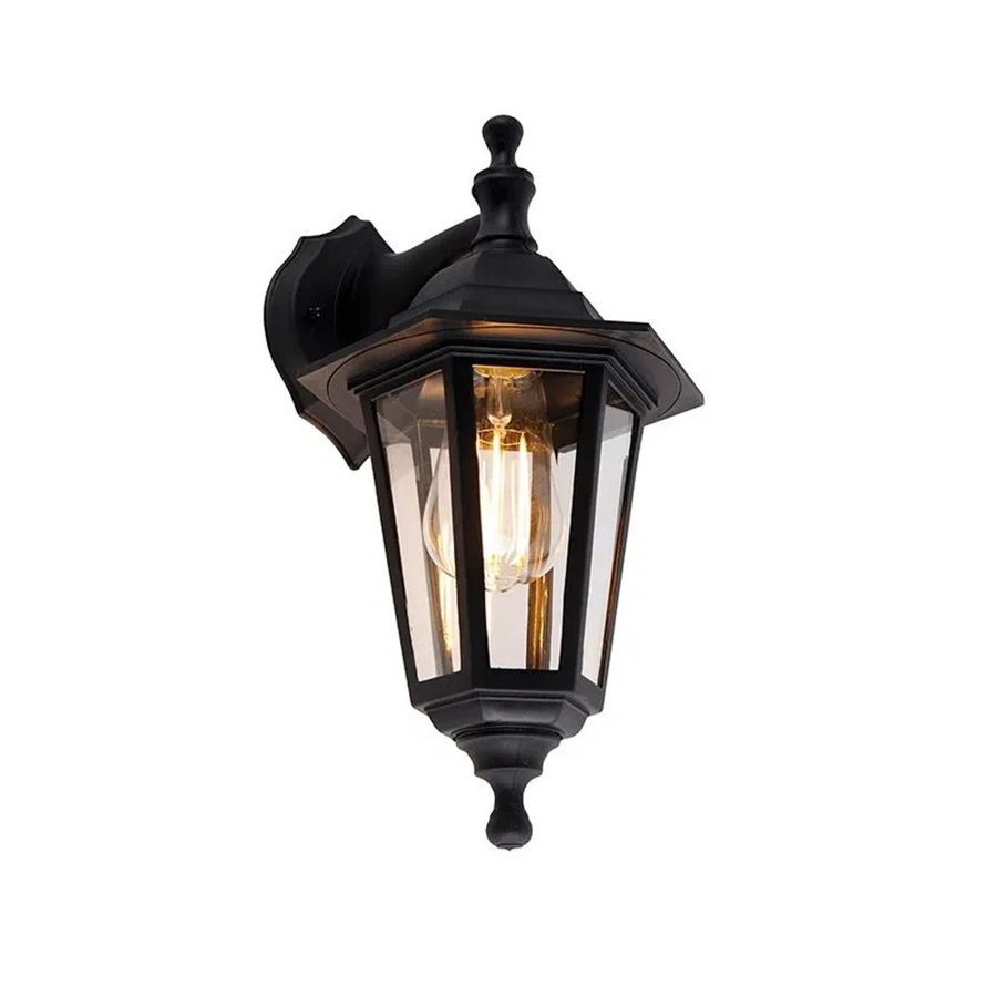 QAZQA New Haven Außenwandleuchte Schwarz IP44 aus Kunststoff und Glas mit E27 Fassung - Bild 2