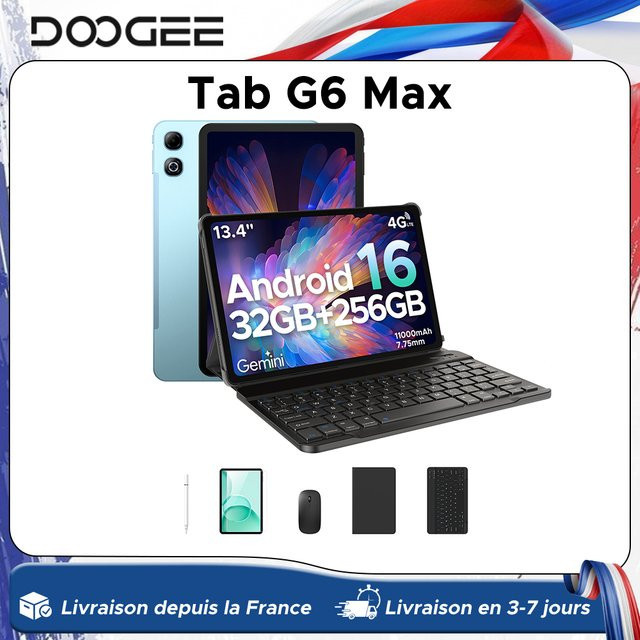 DOOGEE Tab G6 Max Tablet mit Android 16, 256 GB Speicher, 13,4 Zoll 90 Hz Display, 11000 mAh Akku und UNISOC T7280 Prozessor - Bild 1