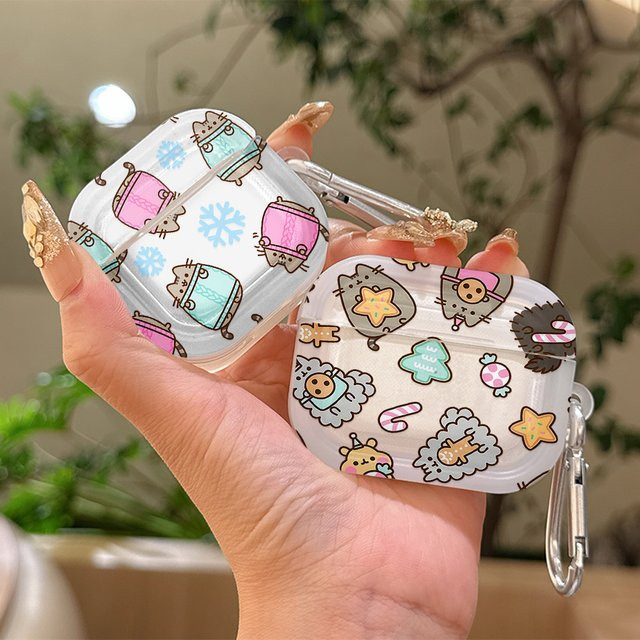 Transparente Silikonhülle mit P-Pusheen Katze für Apple AirPods 4 3 Pro 2 1 - Bild 1