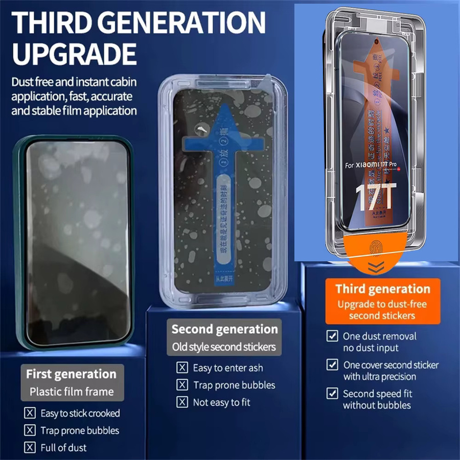 3er-Pack Displayschutz aus gehärtetem Glas für Xiaomi 14T und 17T Pro, transparent mit Staubschutz-Box für einfache Installation - Bild 3