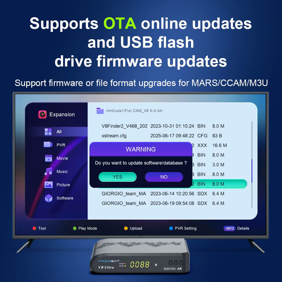 FREESAT V8 Ultra Satelliten-TV-Receiver in Schwarz mit 4K UHD, DVB-S2/S2X, DVB-T2/T+C und CA-Kartensteckplatz - Bild 3