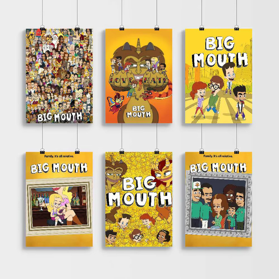 Vintage Bilibili Cartoon Big Mouth TV Poster mit Klebefläche, Mehrfarbig, 15 x 15 cm - Bild 2