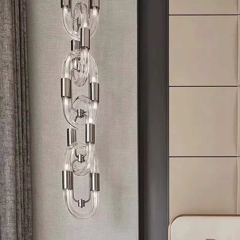 JIANKEXING Luxus Designer Kronleuchter in Silber mit Glas und Weiß, hängende Deckenleuchte für Wohnzimmer, Treppenhaus und Hotel - Bild 3