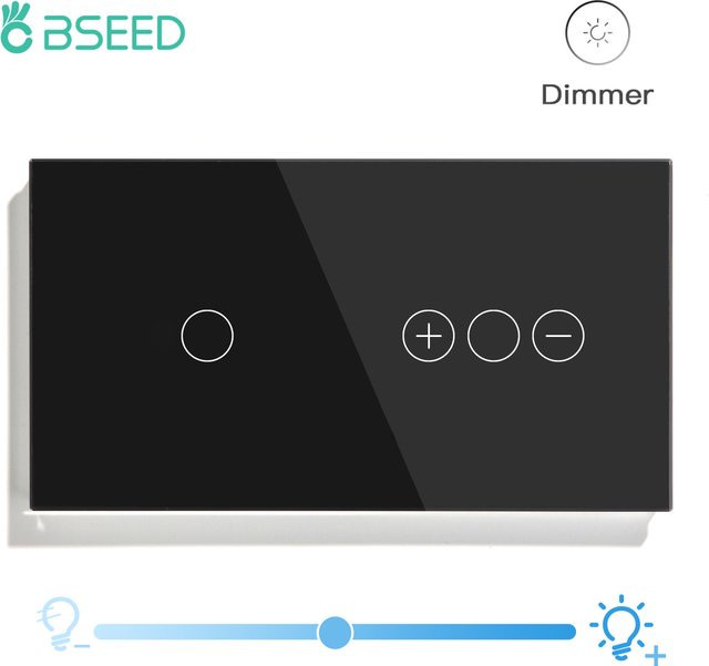 BSEED EU Standard LED Touch Lichtschalter mit Wanddimmer aus Kristallglas in Gold - Bild 1