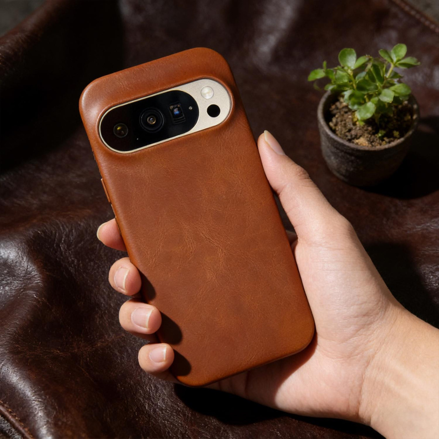 Echte Lederhülle aus Ölwachs für Google Pixel 9 Pro XL, Pixel 10 Pro XL, 8 Pro, 7, 8, 6 in Braun - Bild 3