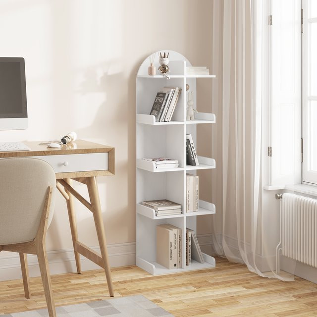 WOLTU Bücherregal in Weiß, 5-stufiges CD/DVD-Regal mit 10 Regalfächern für Wohnzimmer, Schlafzimmer oder Büro - Bild 1