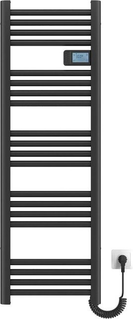 Emke Elektrischer Handtuchwärmer Schwarz 450W mit Thermostat, LED Display und Temperatur- sowie Zeitanzeige, B: 40 cm, H: 120 cm - Bild 1