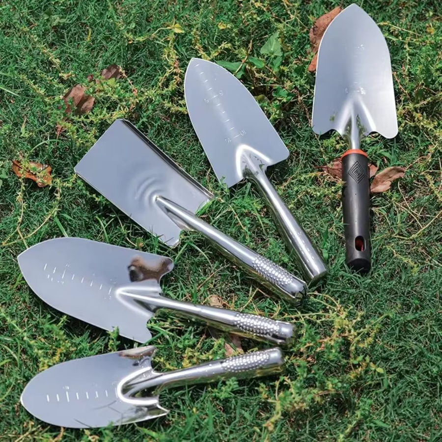 Multifunktionale ergonomische Gartenschaufel aus Edelstahl in Silber - Bild 5