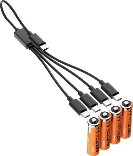 Xtorm NextGen Mignon AA Akku NiMH 2200 mAh 1.2V 4er Pack Orange mit USB-C - Bild 1