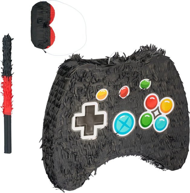 Relaxdays Controller Pinata Set mit Stab und Maske - Bild 1