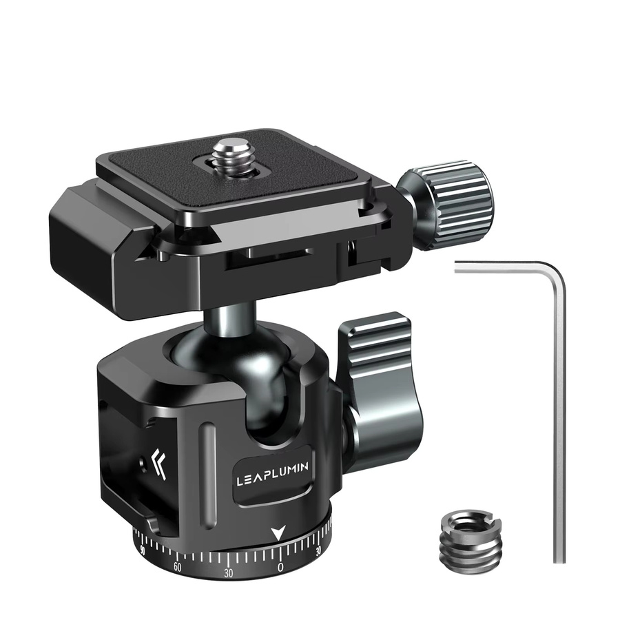 LeapLight Flaches Kamera-Stativ mit 360 Grad drehbarem Kugelkopf und Arca Swiss 1/4 Zoll Schnellwechselplatte in Schwarz - Bild 6