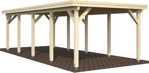 Palmako Einzelcarport Karl Flachdach aus Fichtenholz in Natur und Beige, B/T: 360 x 762 cm - Bild 3