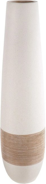 Gilde Bodenvase Olbia in Creme, moderne Keramikvase mit Streifenmuster, Höhe: 66 cm, Durchmesser: 17 cm - Bild 1