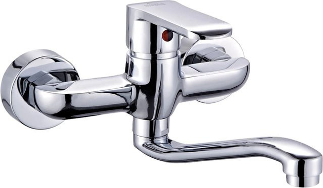 KOLMAN Küchenarmatur Wandmontage Küchenmischer mit Einhebelmischer in Silber und Chrom-Finish - Bild 1