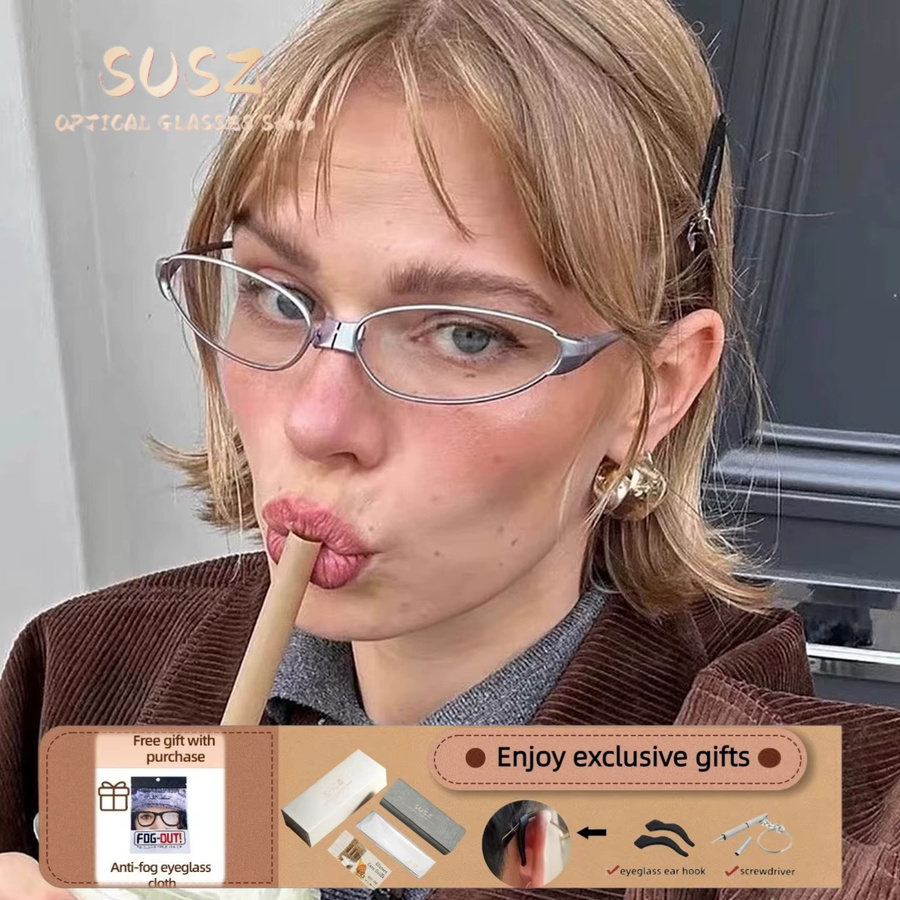 SUSZ Lesebrille Schmetterlingsrahmen, Metall, Vollrand, Silber - Bild 2