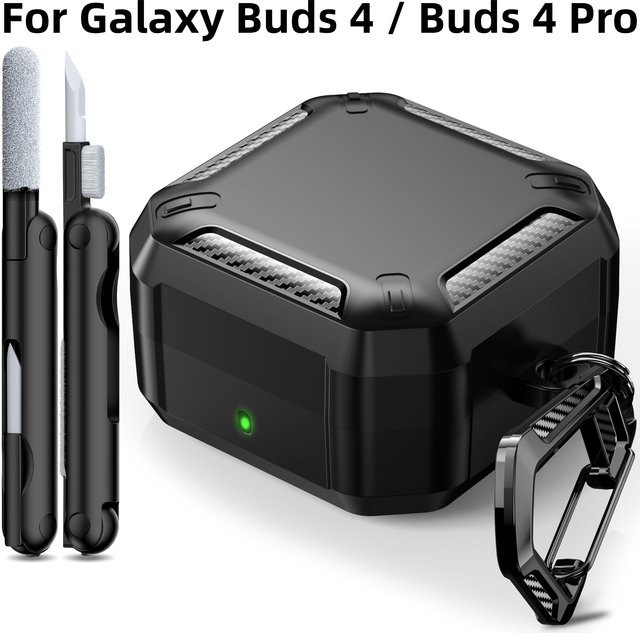 Schutzhülle für Samsung Galaxy Buds 4 und Buds 4 Pro mit magnetischem Verschlussdeckel in Schwarz und Transparent - Bild 1