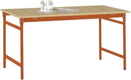 Manuflex Beistelltisch BASIS BB3015.2001 mit Multiplex-Tischplatte in Rotorange RAL 2001, B/T/H: 100 x 60 x 78 cm - Bild 1