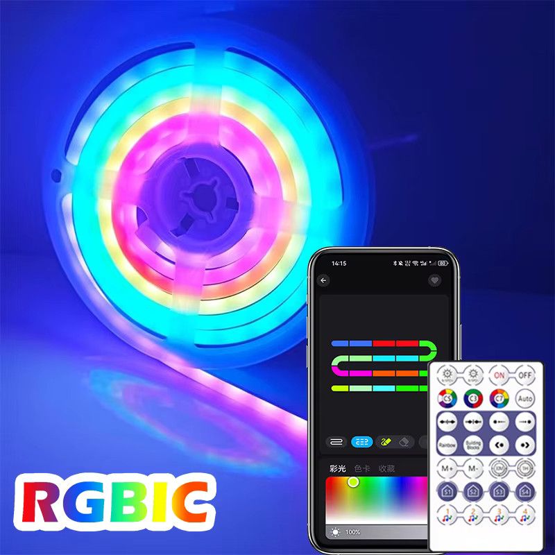 Acosh RGBIC Neon LED Streifen mit Bluetooth, USB-Anschluss und Musik-Sync, flexibles Dreamcolor Chasing Lichtseil - Bild 2