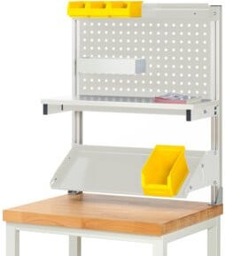 Rau System-Aufbau Komplettset zur Montage auf Arbeitsplatte aus Aluminiumprofil und Stahlblech, Farbe: Lichtgrau, B/T/H: 750 x 350 x 900 mm - Bild 1
