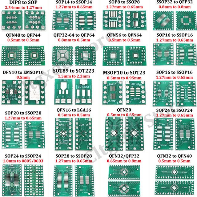 10 Stück Universal PCB Adapterplatte für SOP QFP TQFP SMD zu DIP, Farbe: Grün - Bild 1