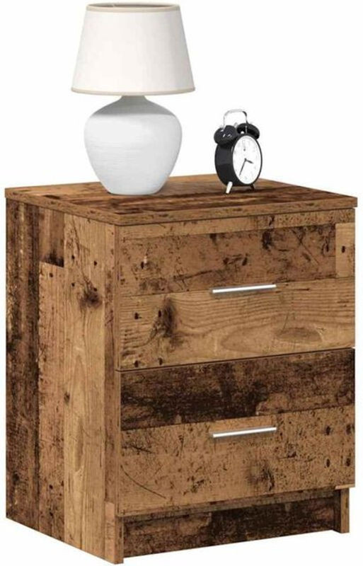 Nachttisch mit 2 Schubladen in Altholz-Optik von vidaxl, Braun, B/T/H: 40 x 36 x 50 cm - Bild 1
