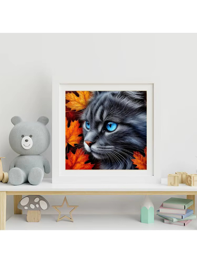 EverShine DIY Diamantmalerei Katzenbild mit Ahornblatt als Mosaik-Set in Multicolour, B/B/H: 20 x 20 x 20 cm - Bild 3