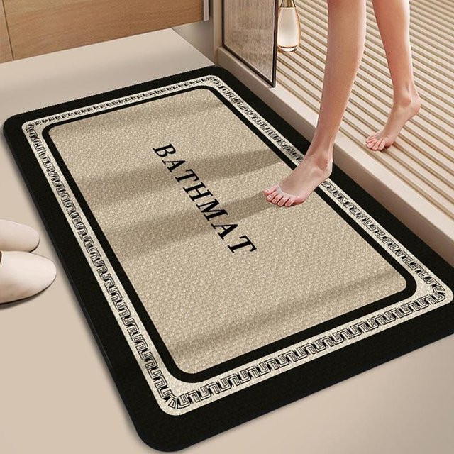 Wasserabsorbierende und rutschfeste Badezimmer-Fußmatte aus Kieselalgen-Schlamm von Yiran Furniture, beige, B/T: 60 x 40 cm - Bild 1