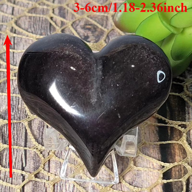 CrystalHola Obsidian-Herz in Silber oder Gold mit einzigartigem Muster im Boho-Stil zur Tischdekoration - Bild 2
