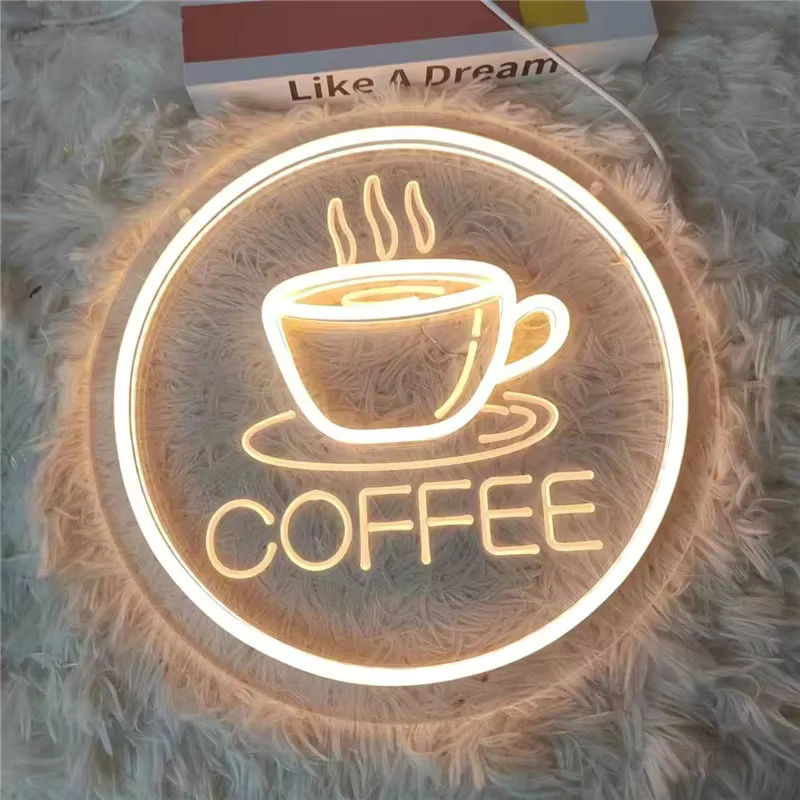 LED Kaffee Neonschild zur Wanddekoration mit USB-Anschluss für Café, Bar und Wohnräume - Bild 4