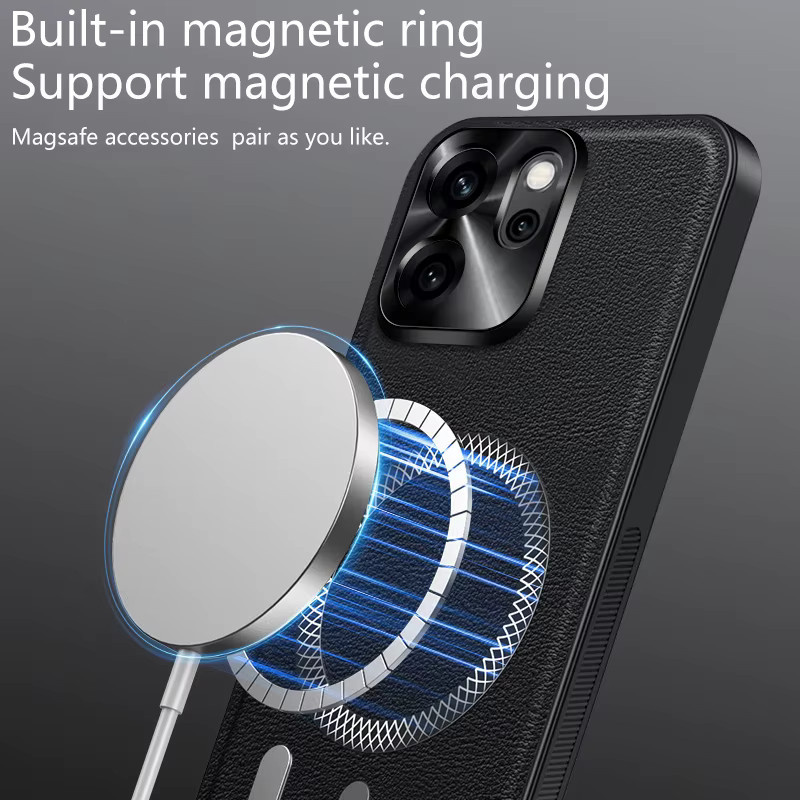 Stoßfeste MagSafe Handyhülle mit Metall-Kameraschutz für OPPO Reno 14 13 12 11 10 Pro und Reno 14F 13F 12F 11F von CYYWN in Schwarz oder Grün - Bild 3
