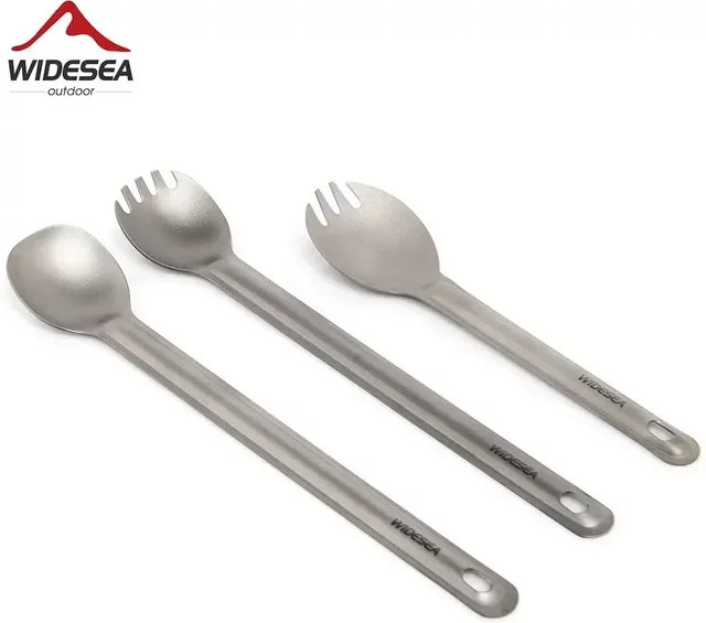Widesea Spork Löffel aus Titan in Silber, ultraleichtes Camping-Geschirr für Picknick und Wandern - Bild 1