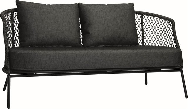 Stern Lounge-Sofa ODEA aus Aluminium in Schwarz Matt mit Kordel und Kissen in Seidenschwarz - Bild 1