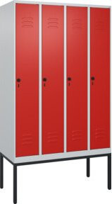 C+P Spind Classic PLUS Garderobenschrank mit 4 Abteilen, Gestell aus Stahl mit Einbrennbeschichtung, Sicherheits-Drehriegel, 4 Garderobenhaken und mittiger Trennwand, H x B x T: 212 x 120 x 50 cm - Bild 1