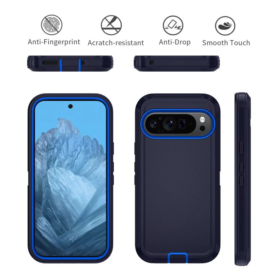 Symmetry Dreischichtige Ganzkörperschutzhülle für Google Pixel 9, 10 Pro XL, 9A und 8A Pro in Blau und Weiß - Bild 2
