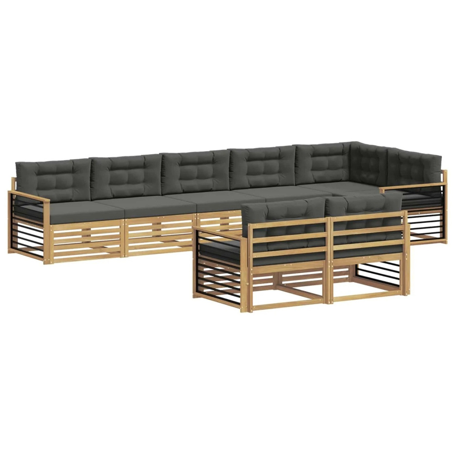 vidaXL Outdoor-Sofagarnitur 8-teilig aus Akazienholz mit Polstern in Weiß und Anthrazit - Bild 2