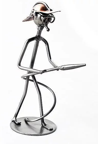 Hinz & Kunst Metallmann Feuerwehrmann Wired Line Deko-Figur aus Metall in Grau - Bild 1