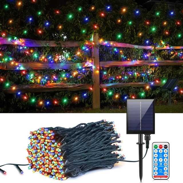 Gyarfas Solar LED Lichterkette RGB Multicolour mit Fernbedienung und Solarpanel für Garten und Außenbereich - Bild 1