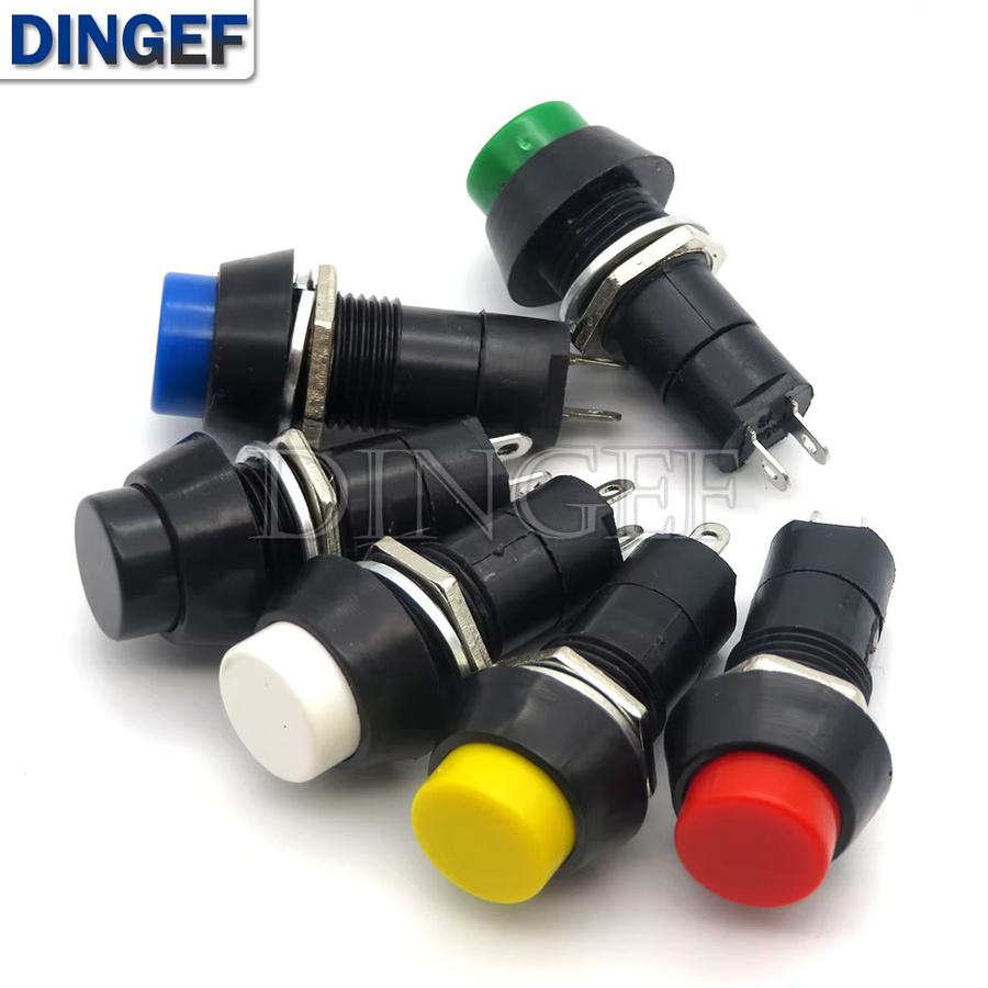5er Set PBS-11A PBS-11B Kunststoff Druckschalter Momentary 12mm 3A 250V AC 2PIN in Schwarz und Multicolour - Bild 2